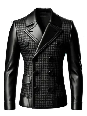 【24-hour shipping】Men's Lapel Double-Breasted Stitching Retro Blazer