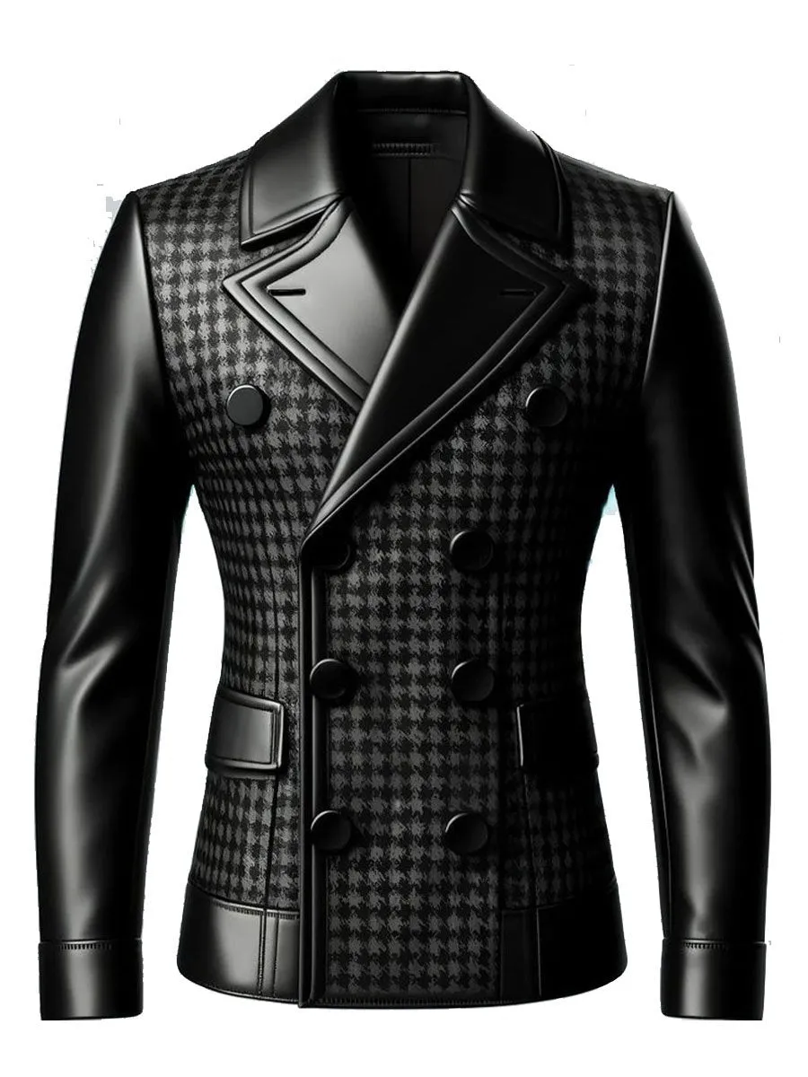 【24-hour shipping】Men's Lapel Double-Breasted Stitching Retro Blazer
