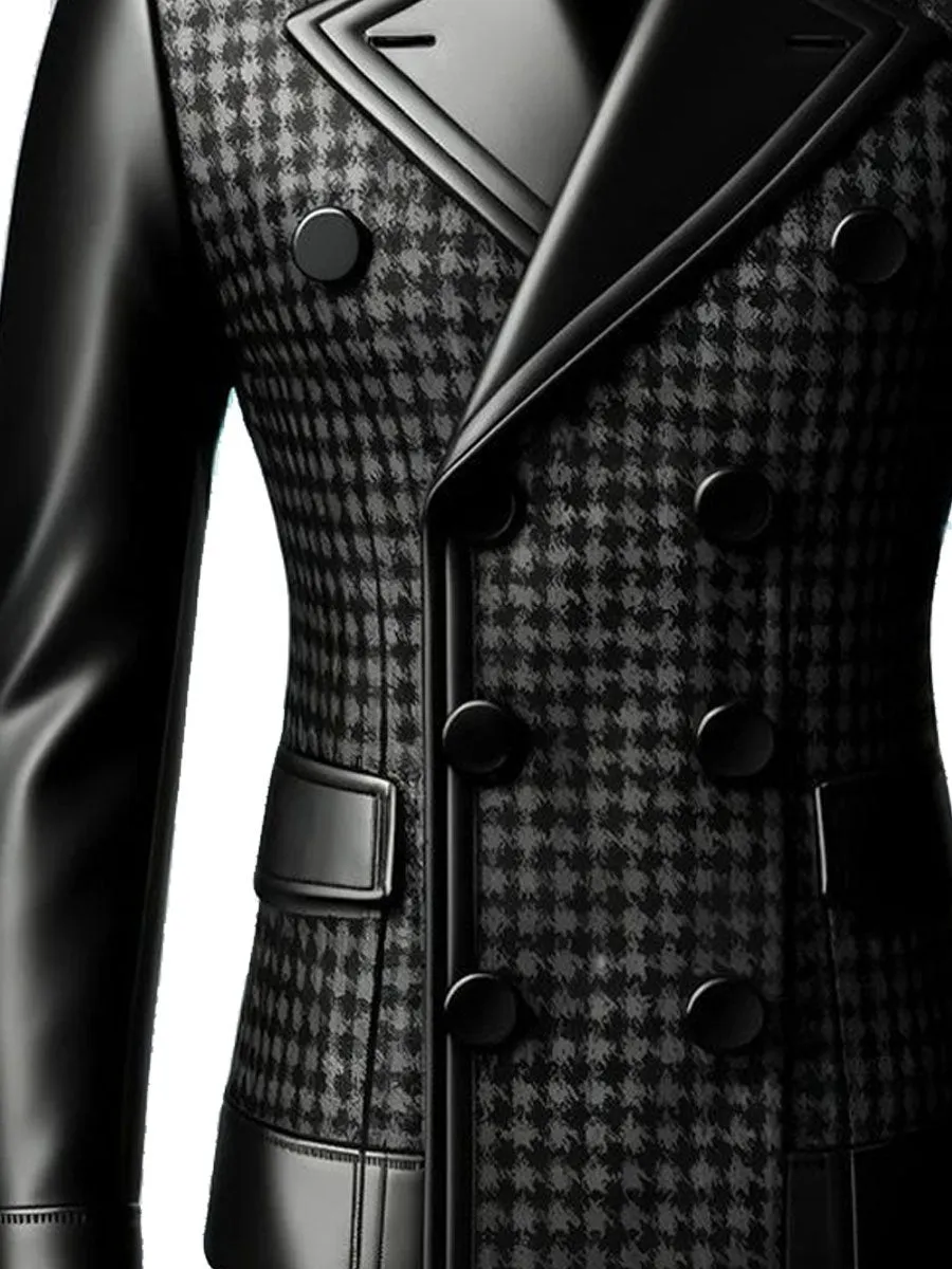 【24-hour shipping】Men's Lapel Double-Breasted Stitching Retro Blazer