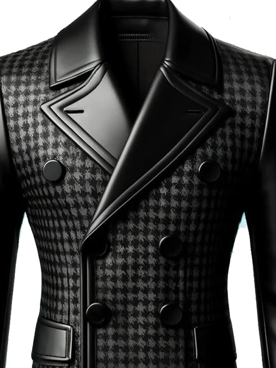 【24-hour shipping】Men's Lapel Double-Breasted Stitching Retro Blazer
