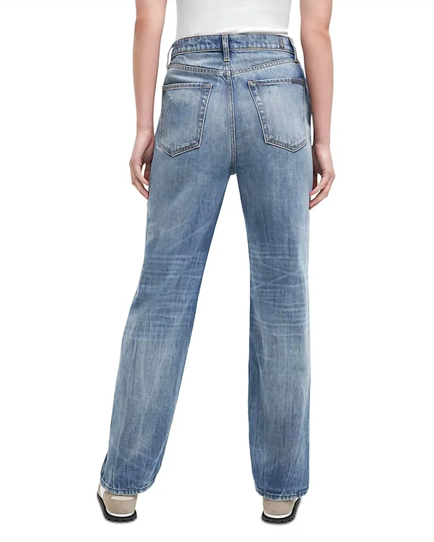 7 For All Mankind - Easy Straight Distressed Denim Jean