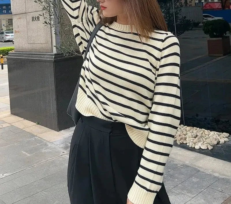 All the Hits Ribbed Striped Sweater