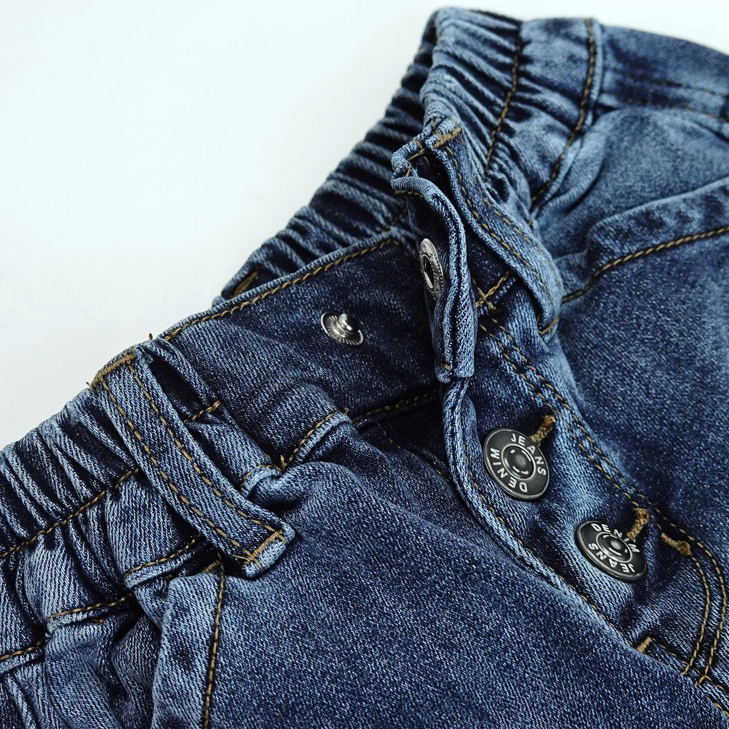 Baby Jeans,Little Toddler Elastic Waist with D-ring Slant Pockets Stretch Denim Pants
