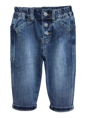 Baby Jeans,Little Toddler Elastic Waist with D-ring Slant Pockets Stretch Denim Pants