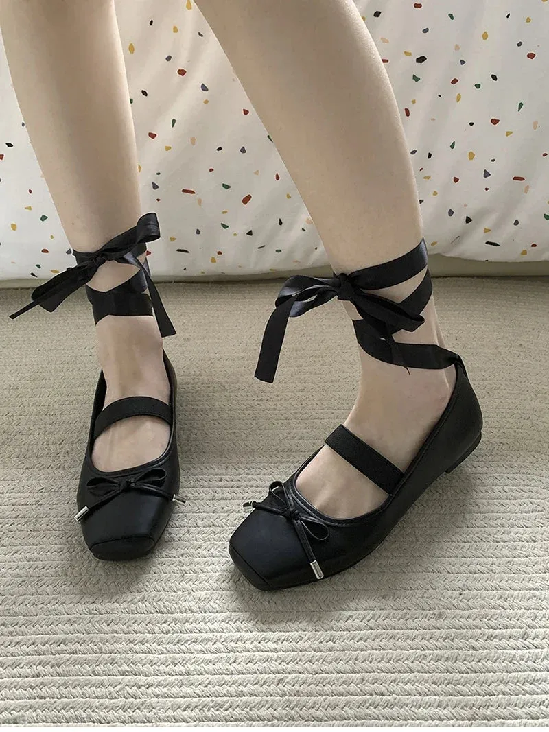 binfenxie 2024 Spring Women Ballet Flats Fashion Elegant Cross Strap Shoes Ladies Comfort Street Style Soft Sole Ballerinas Shoes