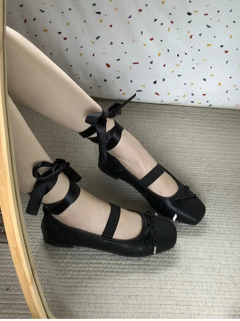 binfenxie 2024 Spring Women Ballet Flats Fashion Elegant Cross Strap Shoes Ladies Comfort Street Style Soft Sole Ballerinas Shoes