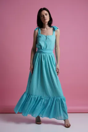 Blue polka dot maxi summer sundress