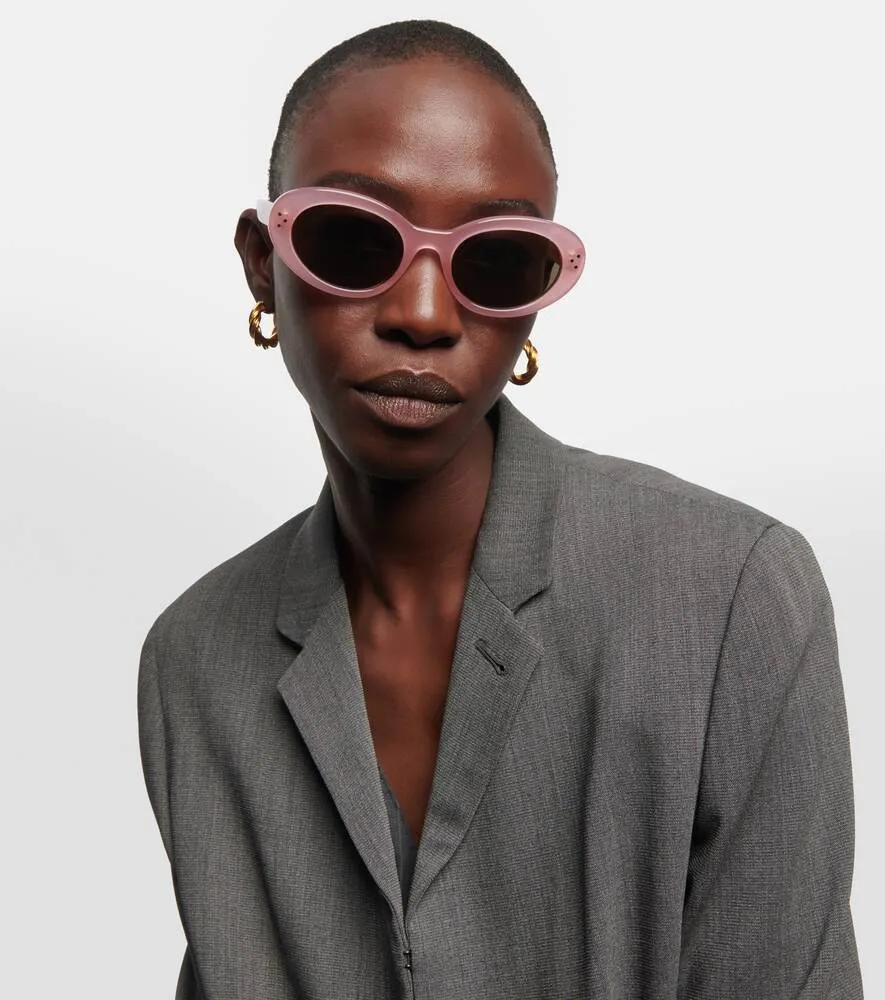 Bold 3 Dots Celine Oval Sunglasses, Pink