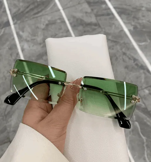 Bold Frameless Rectangle Sunglasses