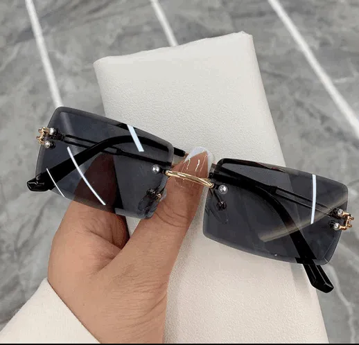 Bold Frameless Rectangle Sunglasses