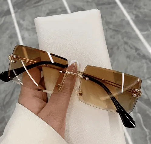 Bold Frameless Rectangle Sunglasses