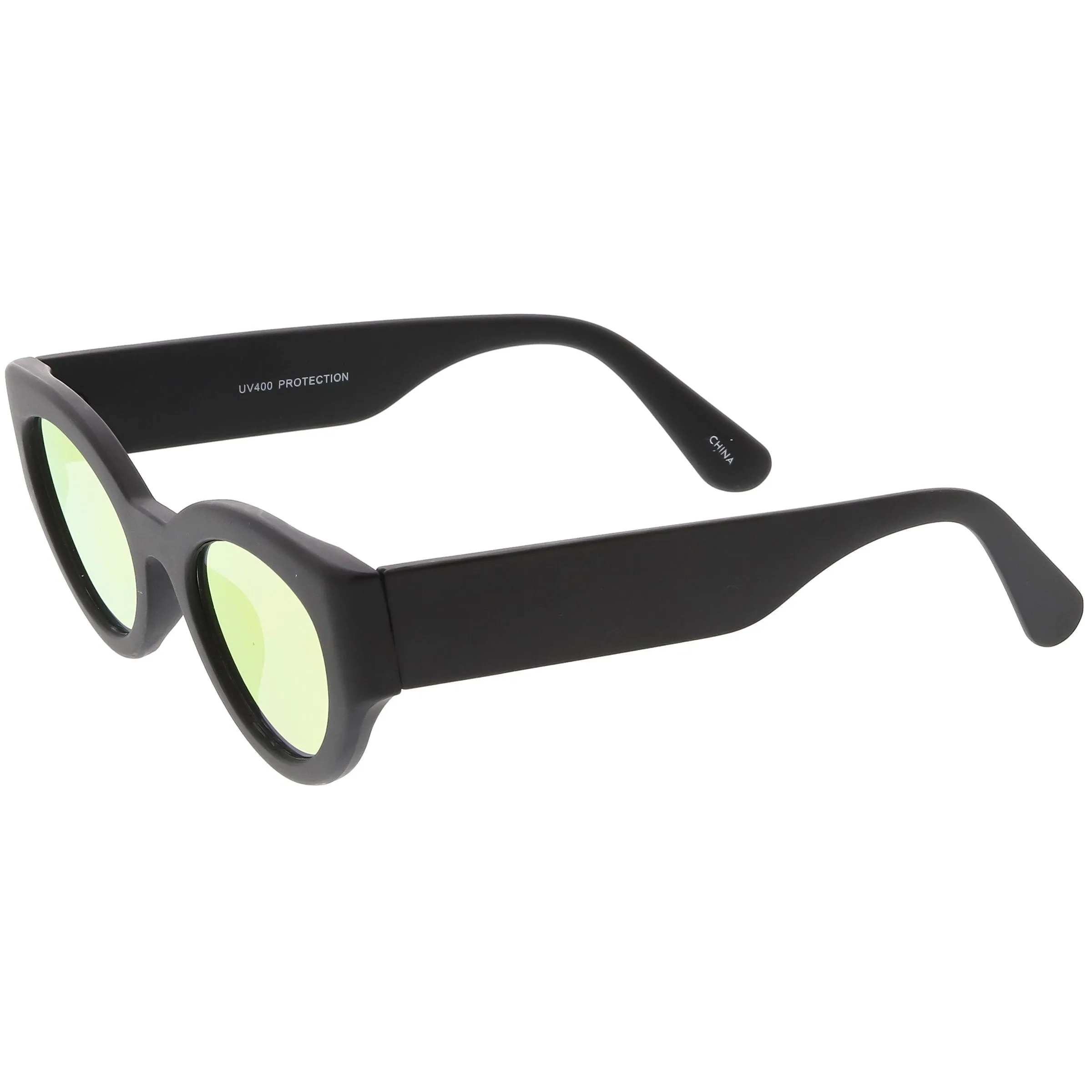 Bold Retro Fashion Oval Mirrored Flat Lens Sunglasses C544
