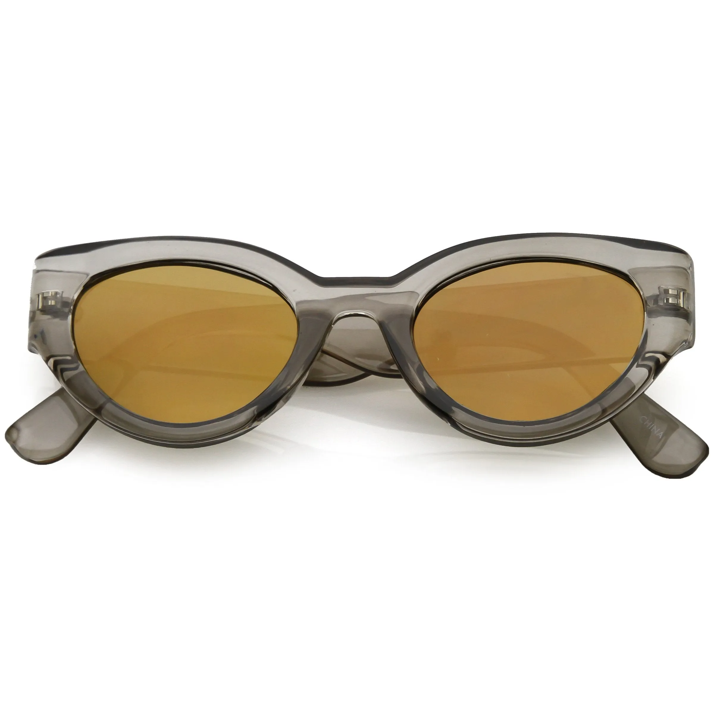 Bold Retro Fashion Oval Mirrored Flat Lens Sunglasses C544