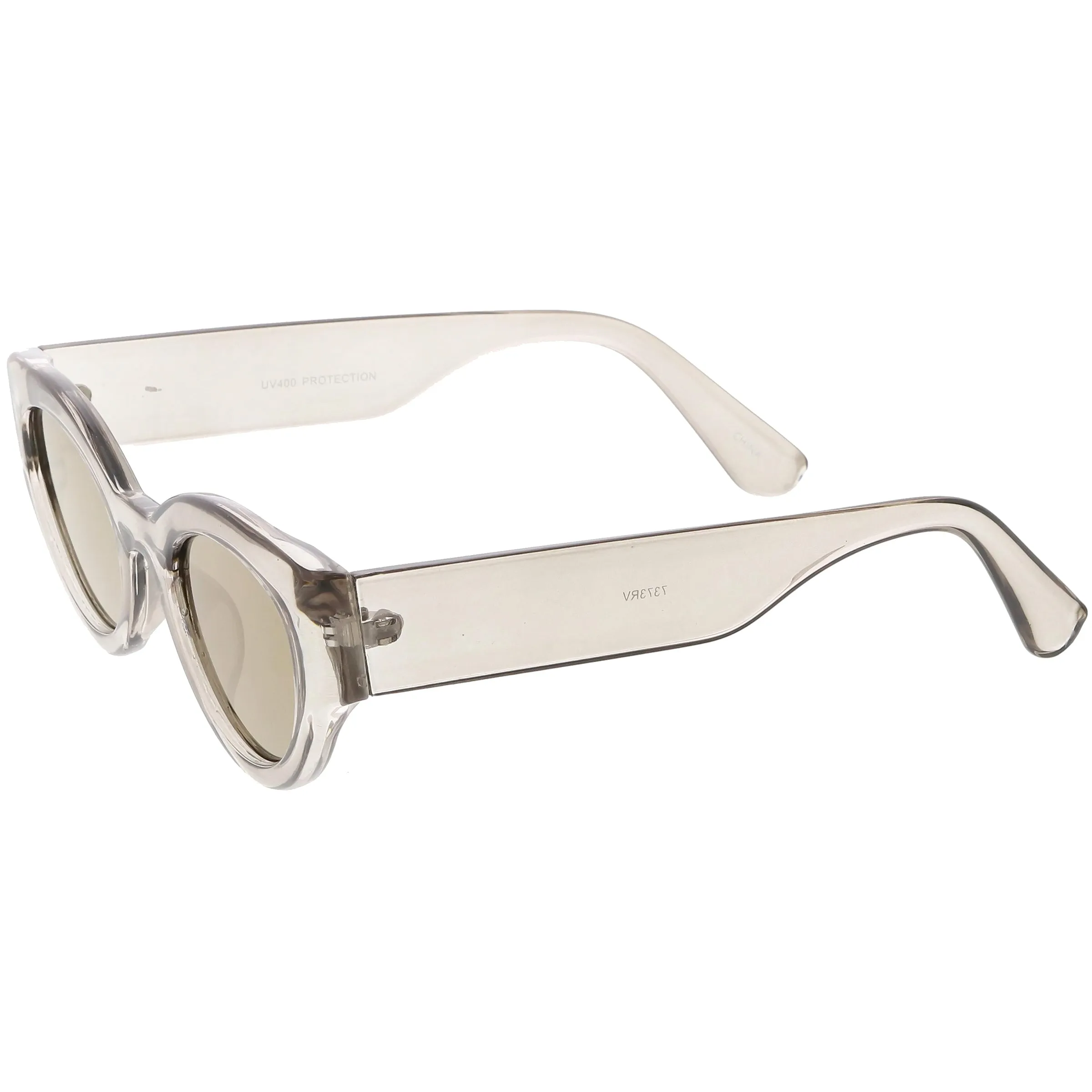 Bold Retro Fashion Oval Mirrored Flat Lens Sunglasses C544