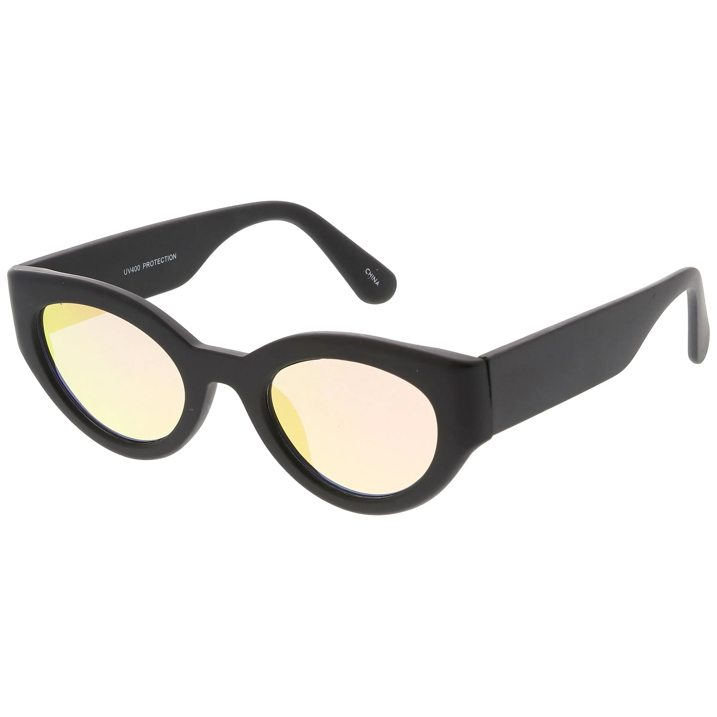 Bold Retro Fashion Oval Mirrored Flat Lens Sunglasses C544