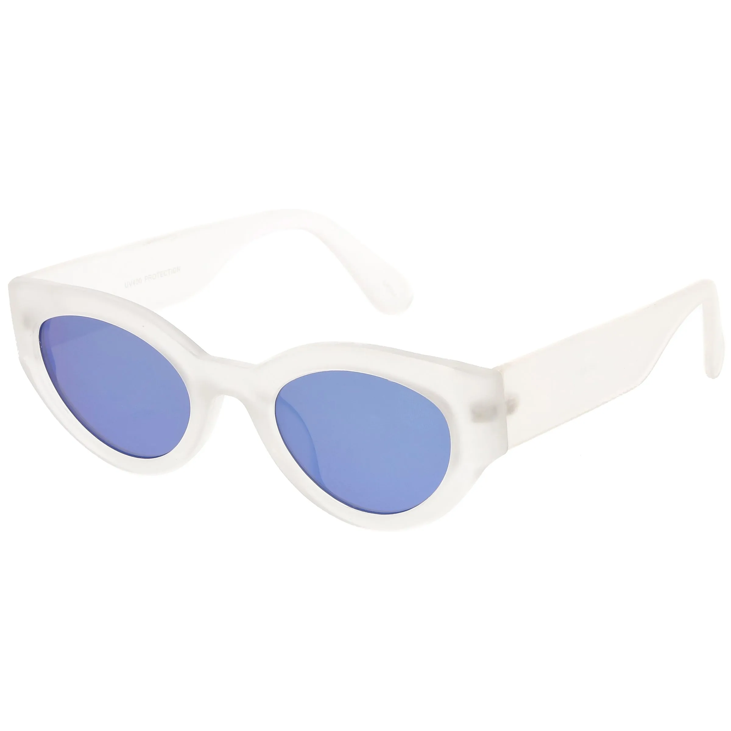 Bold Retro Fashion Oval Mirrored Flat Lens Sunglasses C544