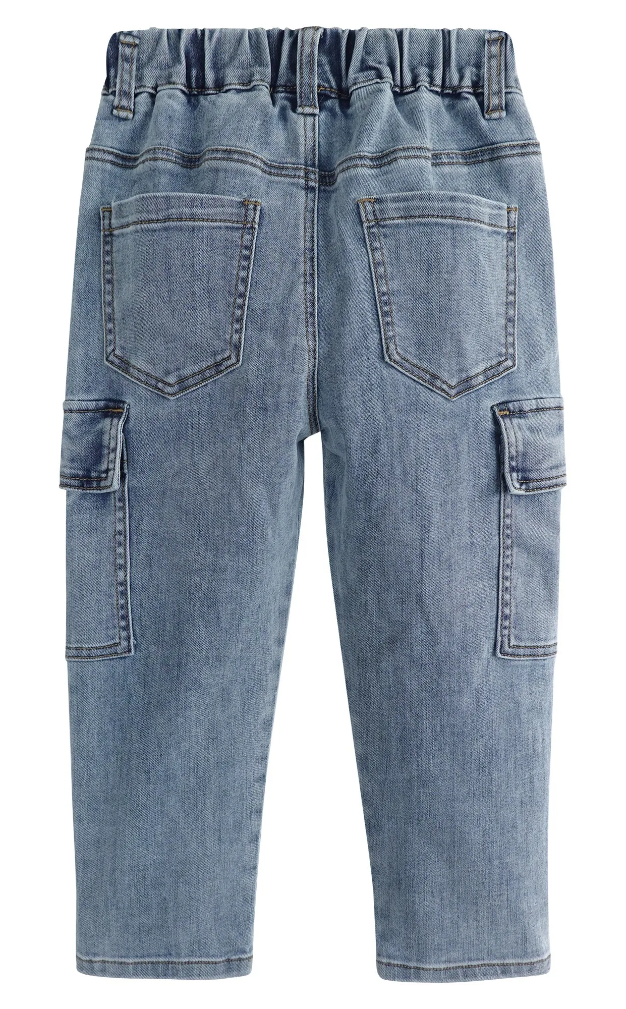 Boys Jeans,Little Big Girls Elastic Waist with D-ring Cargo Stretch Denim Pants