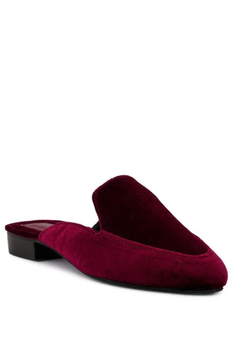 Burgundy Velvet Mules