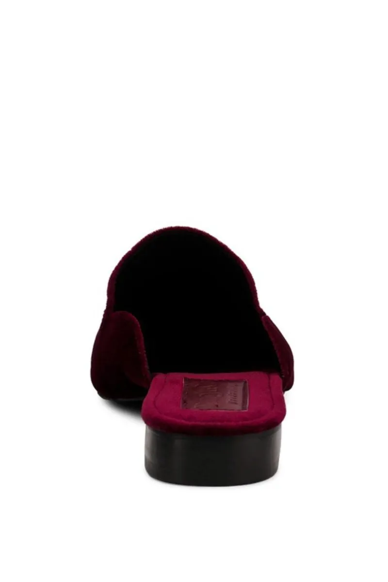 Burgundy Velvet Mules