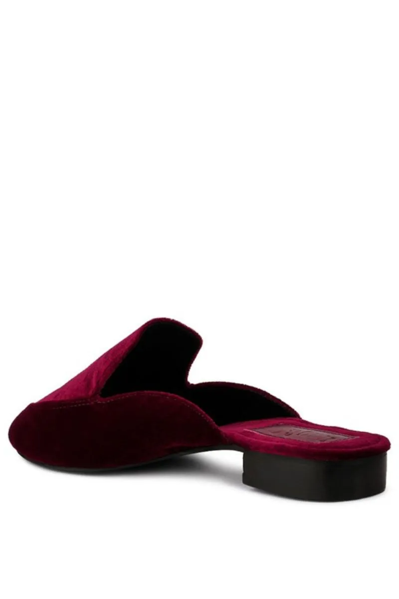 Burgundy Velvet Mules