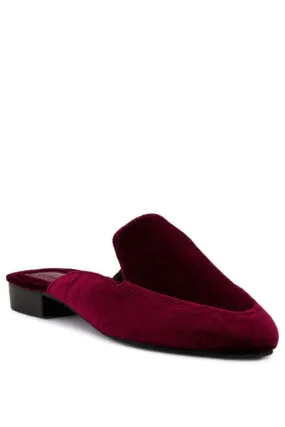 Burgundy Velvet Mules