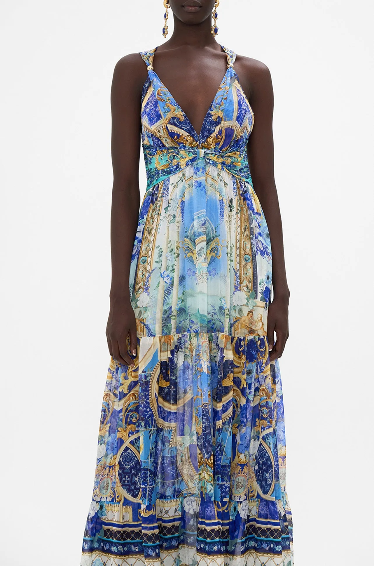 Camilla - Views Of Vesuvius T Back Gathered Panel Dress