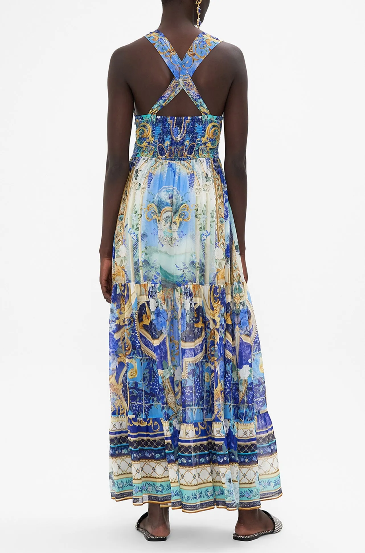 Camilla - Views Of Vesuvius T Back Gathered Panel Dress