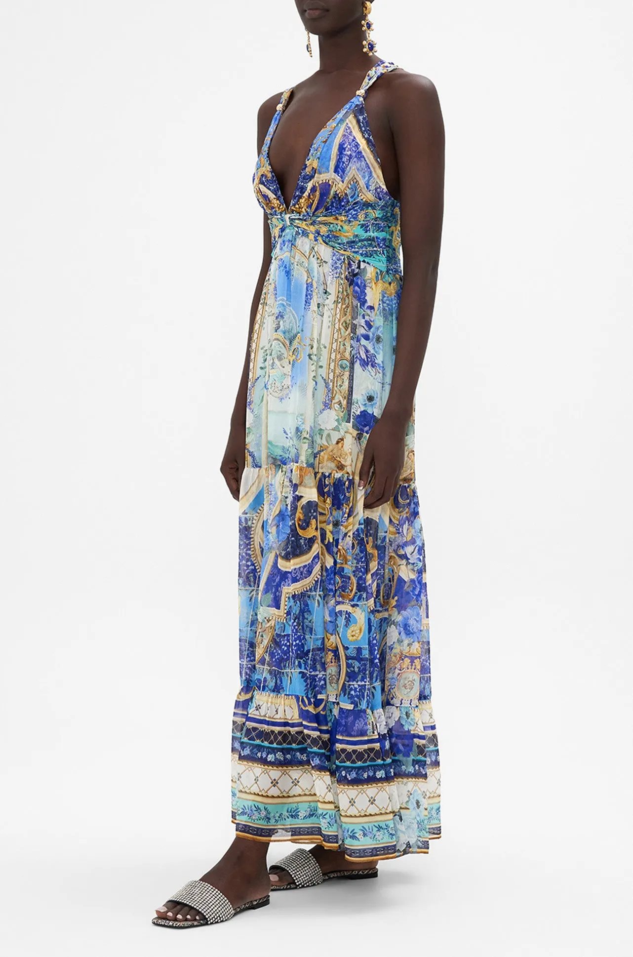 Camilla - Views Of Vesuvius T Back Gathered Panel Dress