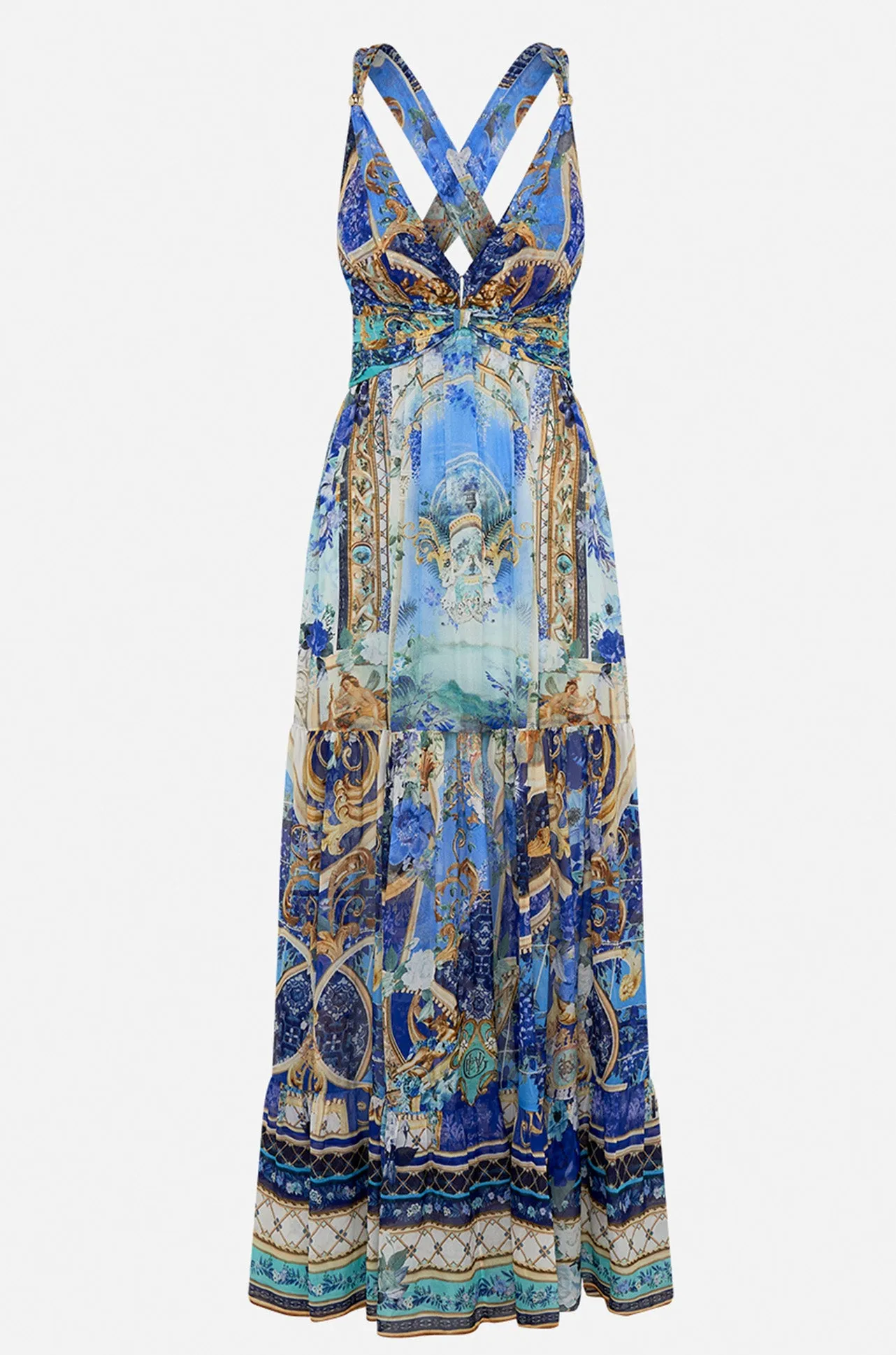 Camilla - Views Of Vesuvius T Back Gathered Panel Dress