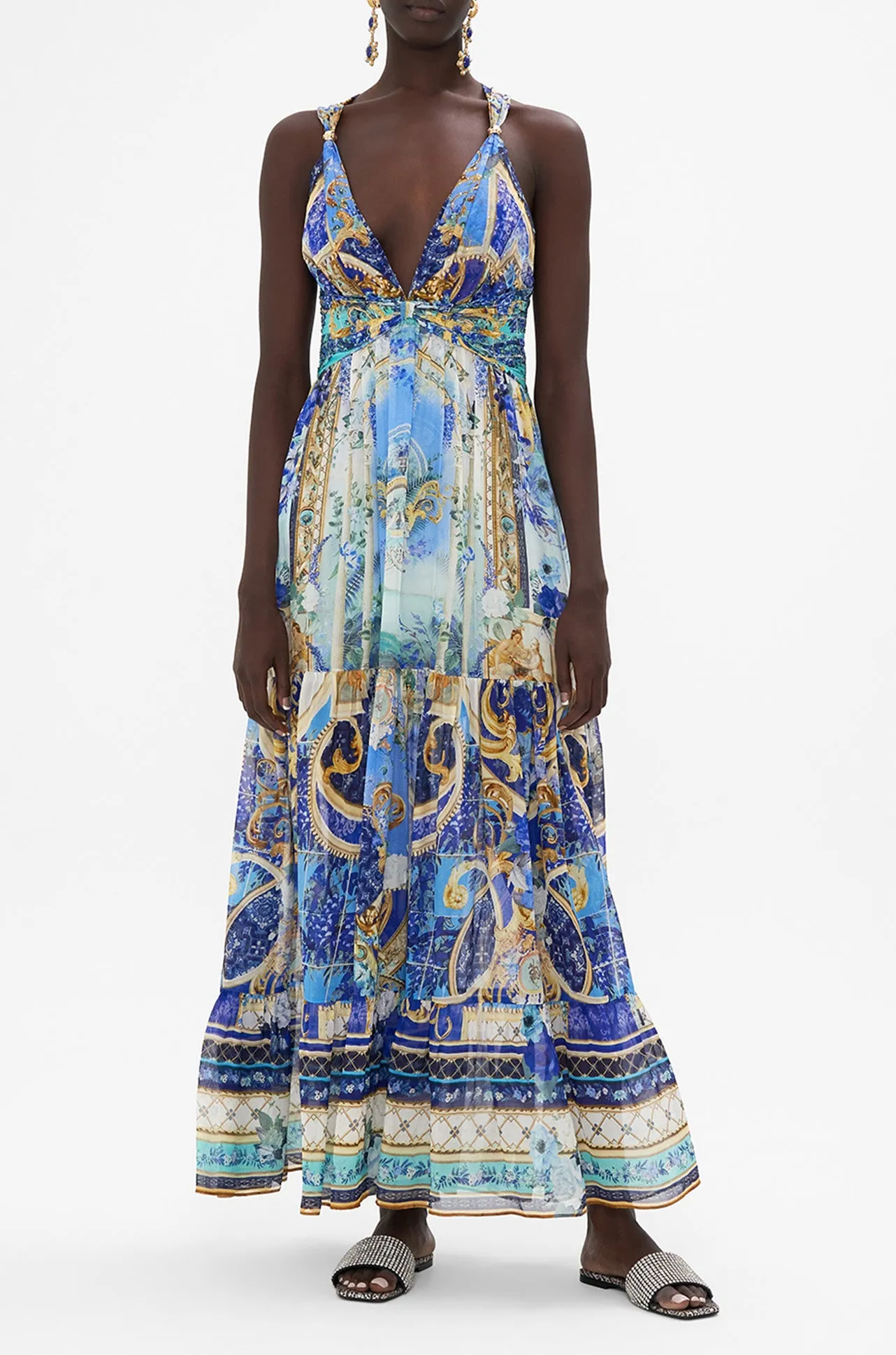 Camilla - Views Of Vesuvius T Back Gathered Panel Dress