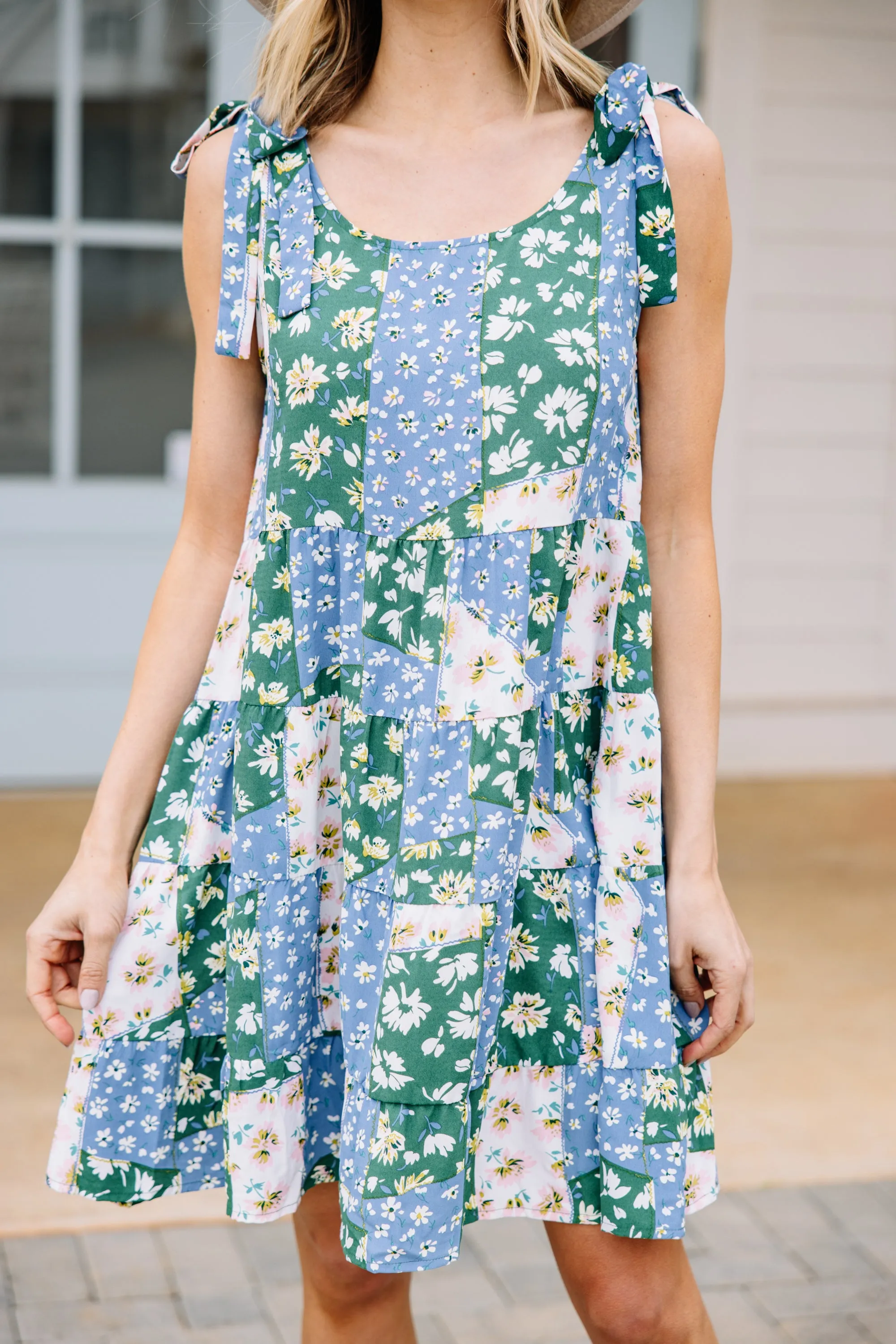 Can't Wait Green Mixed Print Sundress