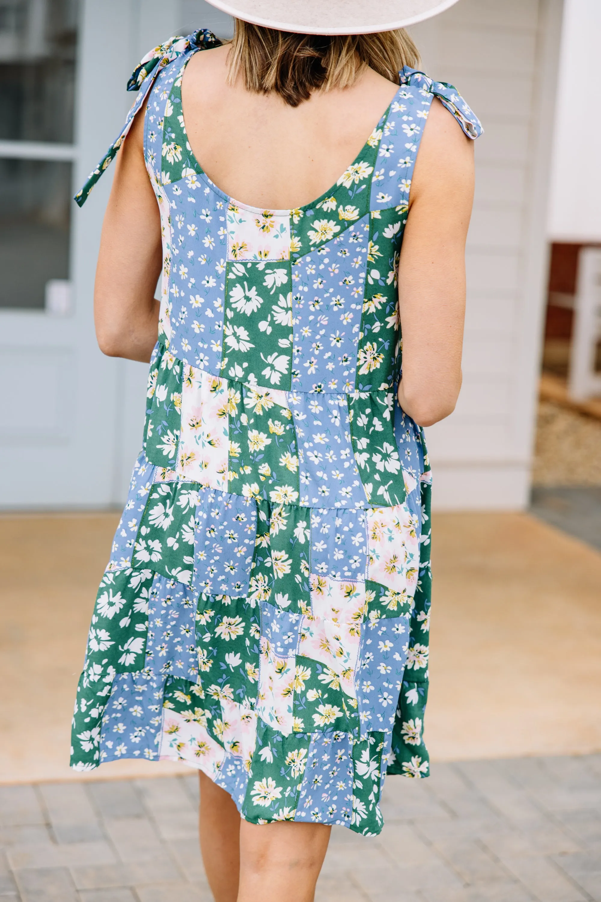 Can't Wait Green Mixed Print Sundress