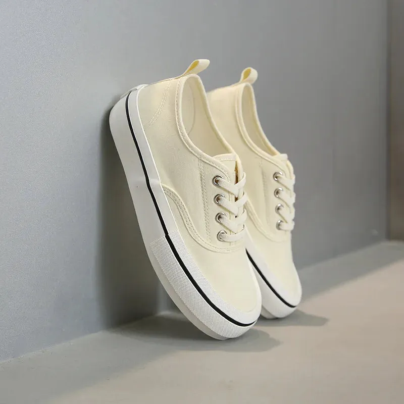 Canvas Lace Up Shallow Casual Solid Color Comfort Runner Outsole Fashion Skateboard