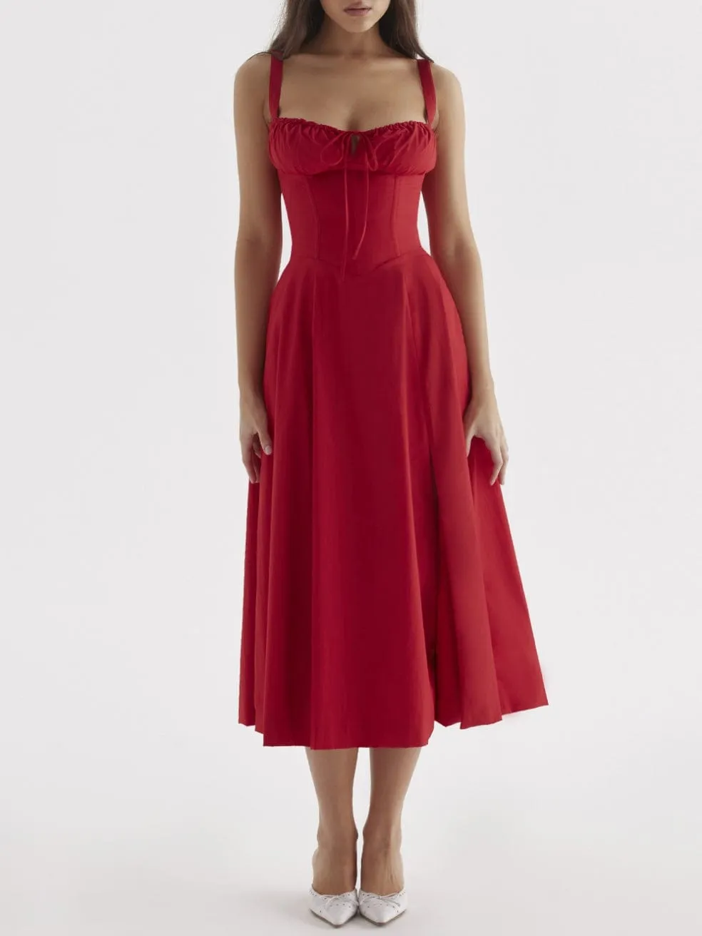 Carmen Red Rose Bustier Sundress