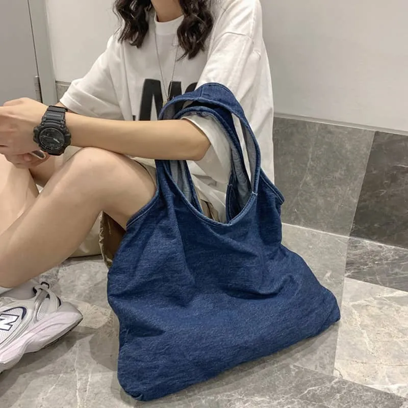 Casual large-capacity one-shoulder denim bag