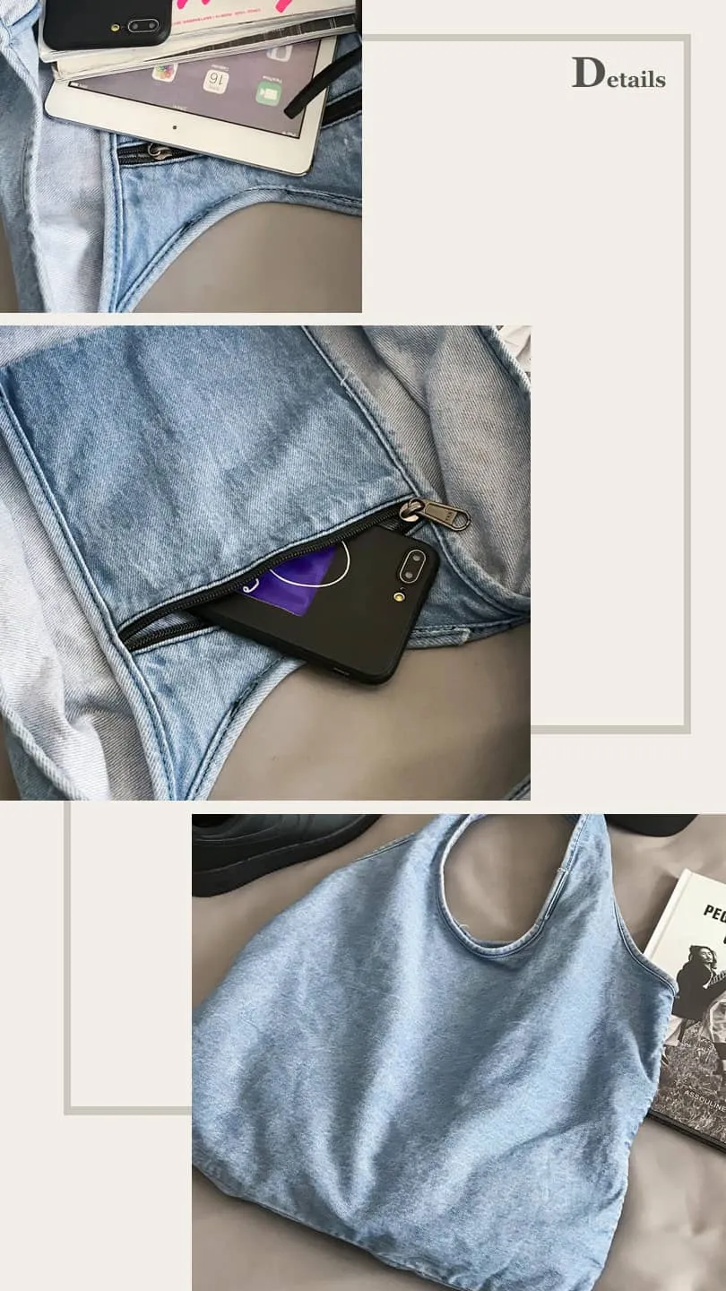 Casual large-capacity one-shoulder denim bag