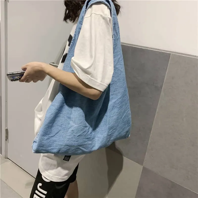 Casual large-capacity one-shoulder denim bag