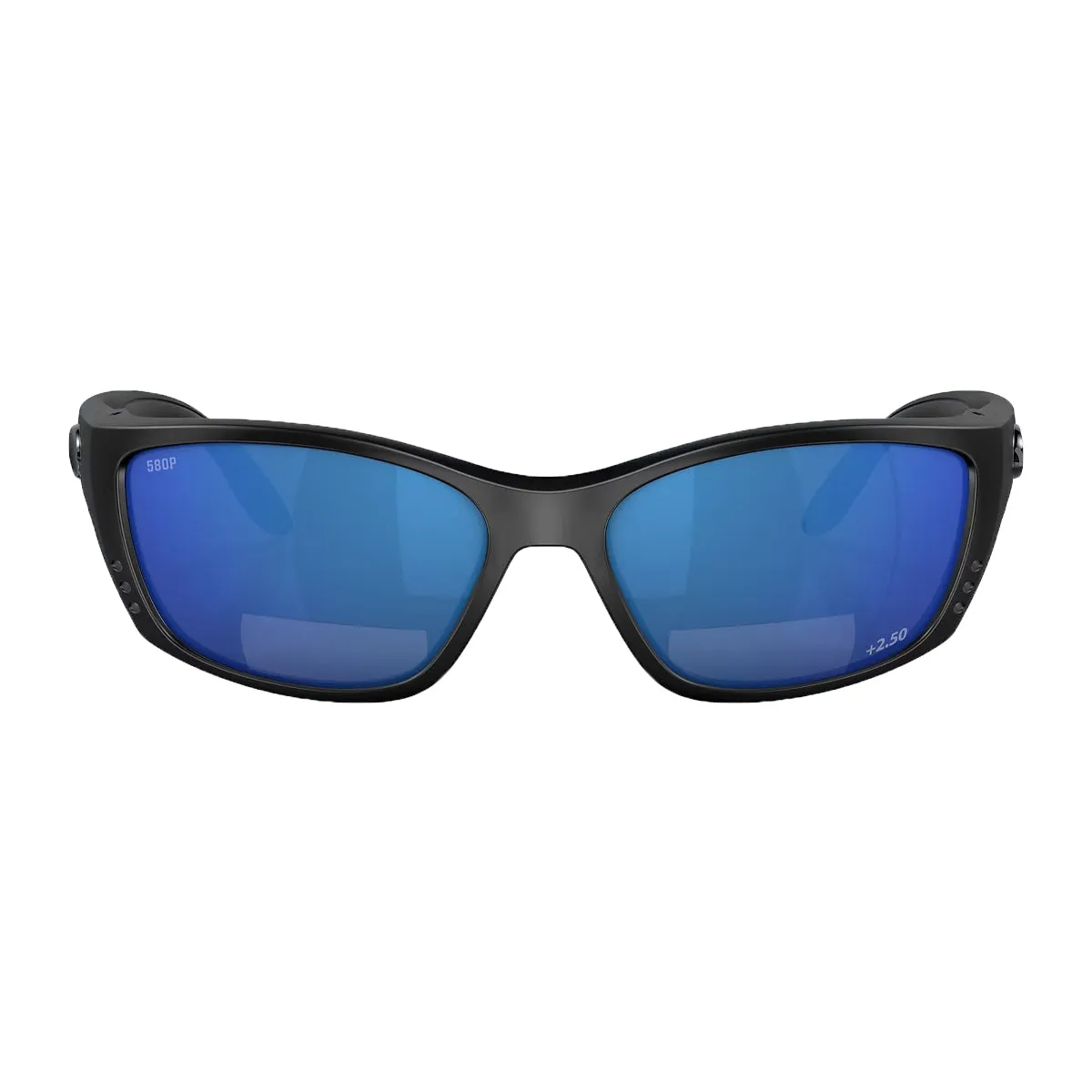 Costa Fisch Sunglasses Matte Black Gray Blue Mirror 580P C-Mate  2.50