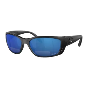 Costa Fisch Sunglasses Matte Black Gray Blue Mirror 580P C-Mate  2.50