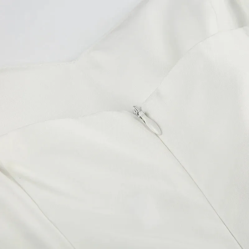 Darlingaga Fashion Chic Satin Party Dress Mini White Bud Spaghetti Strap Corset Sexy Summer Dresses Women Tie-Up Bow Sundress