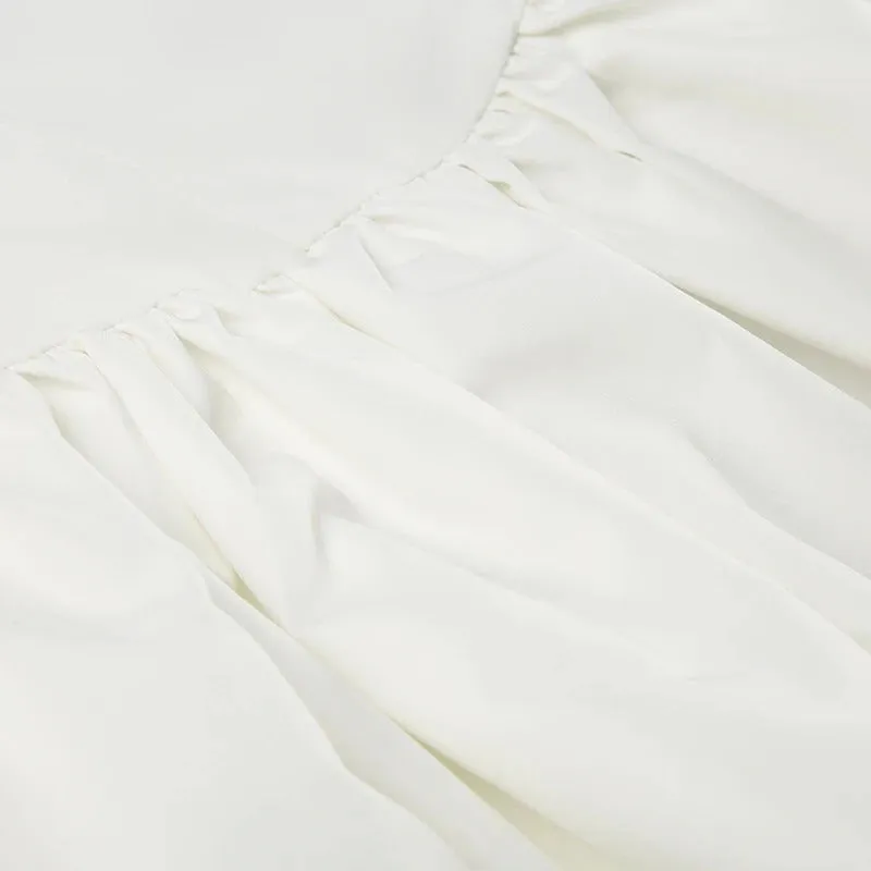 Darlingaga Fashion Chic Satin Party Dress Mini White Bud Spaghetti Strap Corset Sexy Summer Dresses Women Tie-Up Bow Sundress