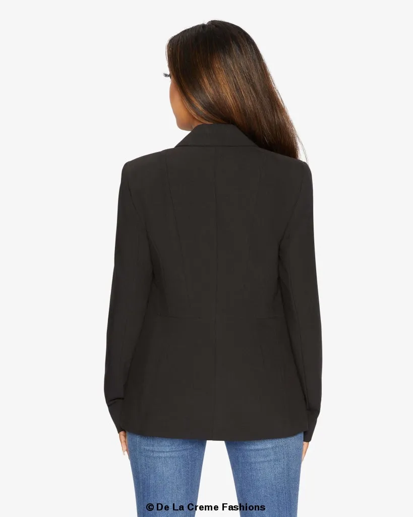 De La Creme Womens Black Casual Blazer