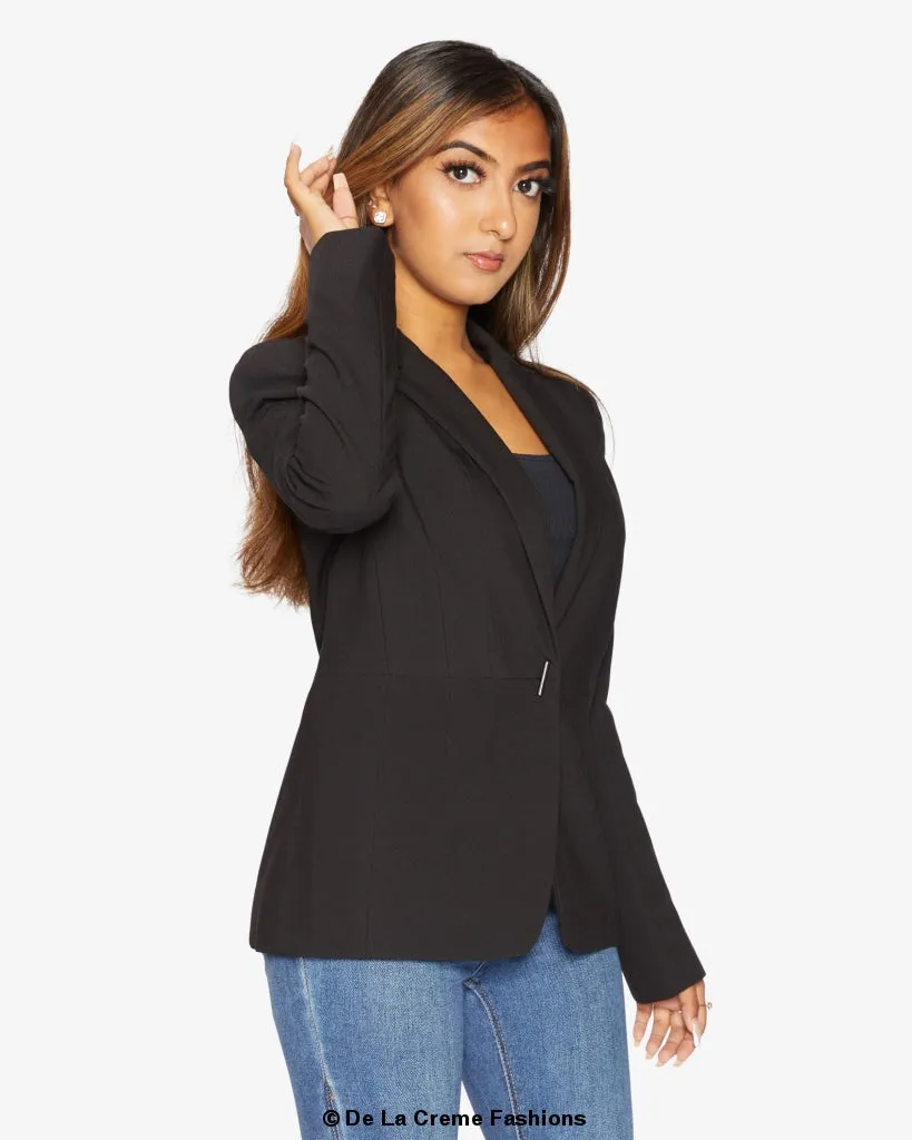 De La Creme Womens Black Casual Blazer