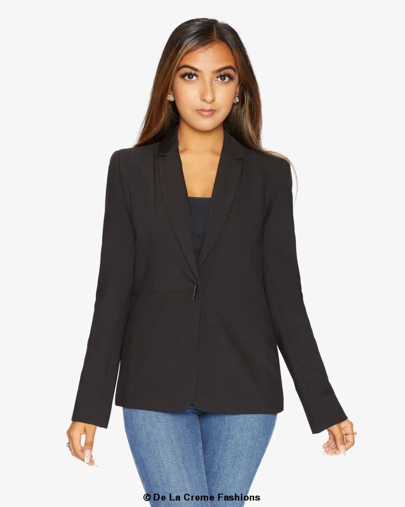 De La Creme Womens Black Casual Blazer