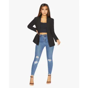 De La Creme Womens Black Casual Blazer