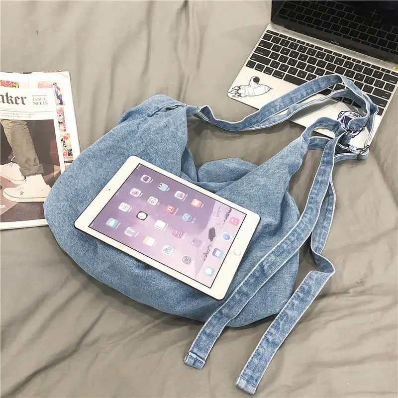 Denim crossbody bag canvas shoulder bag