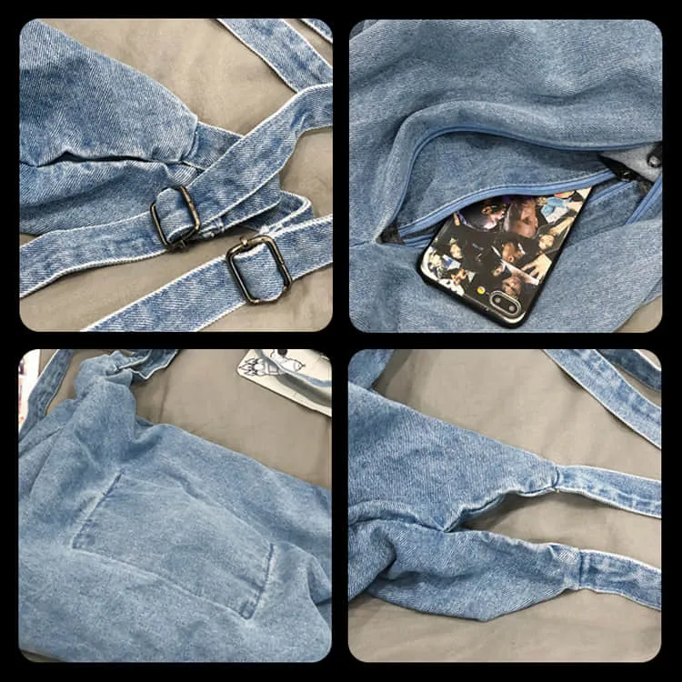Denim crossbody bag canvas shoulder bag