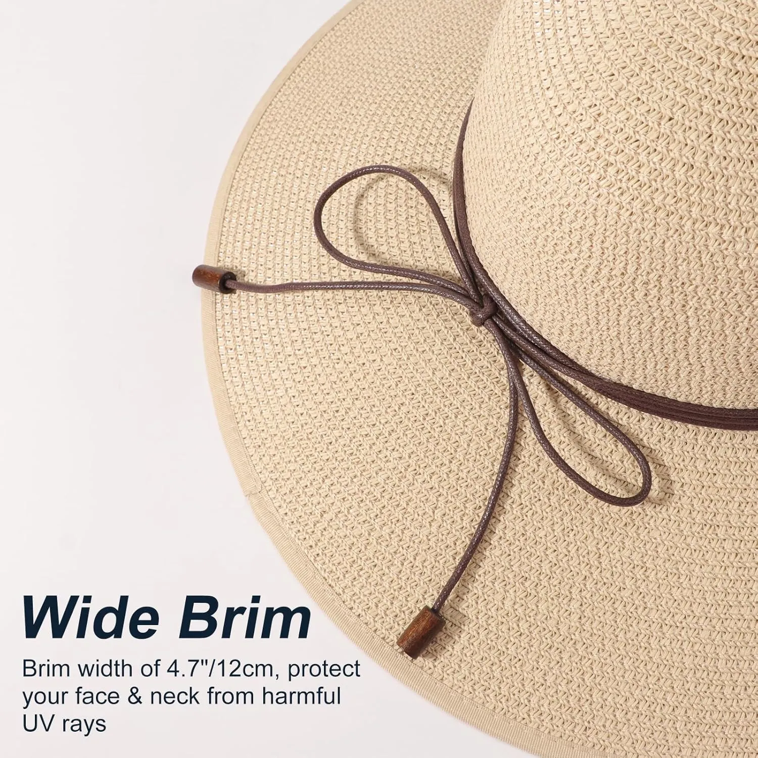 DRESHOW Beach Hats for Women Big Straw Wide Brim Summer Hat Floppy Foldable Roll up Cap Sun Hat UPF 50 
