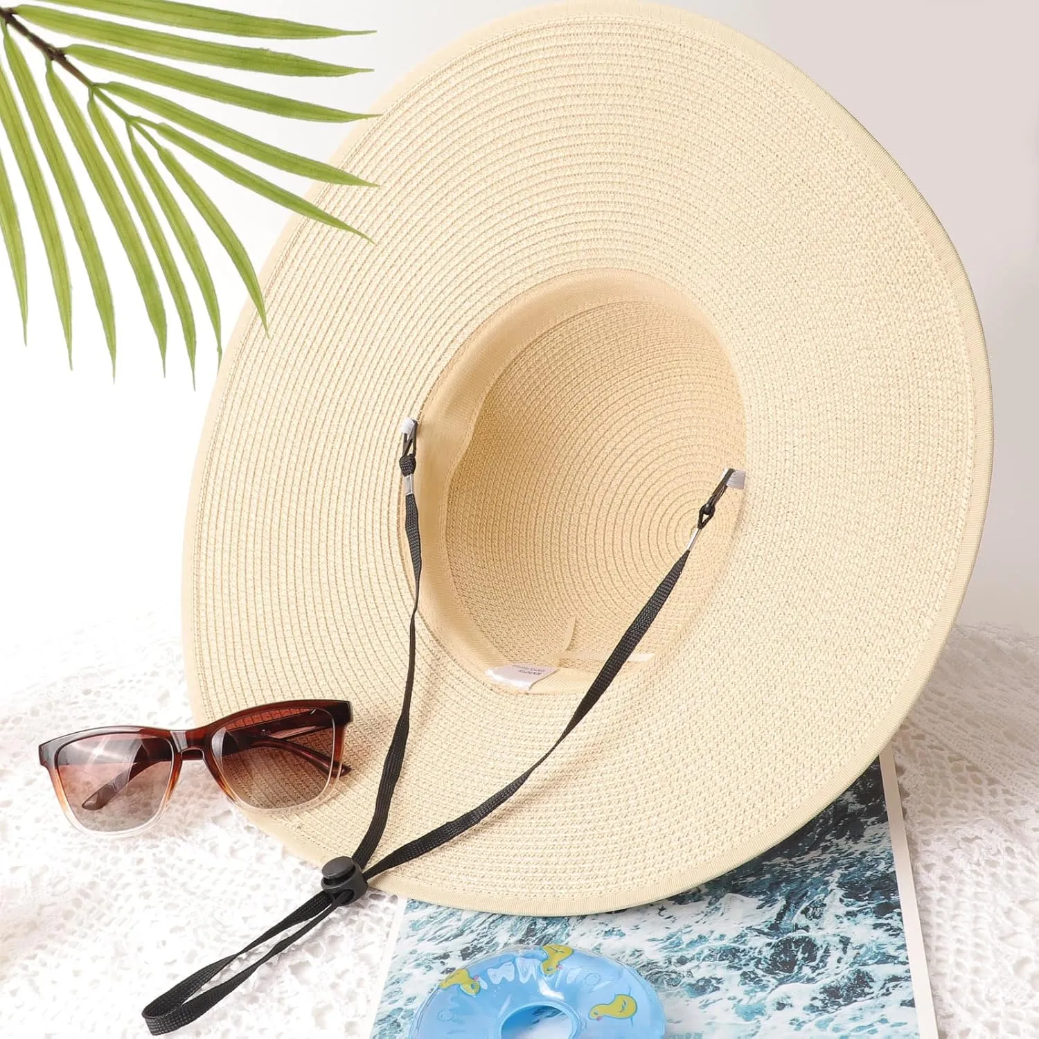 DRESHOW Beach Hats for Women Big Straw Wide Brim Summer Hat Floppy Foldable Roll up Cap Sun Hat UPF 50 