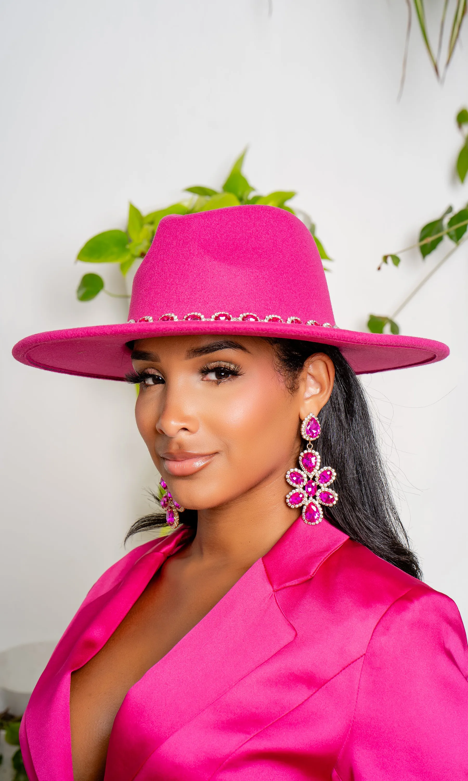 Embellished Band Fedora - Fuchsia
